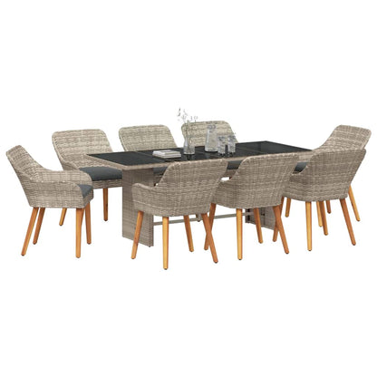 vidaXL Garten Essgruppe 9 pcs Hellgrau Poly-Rattan