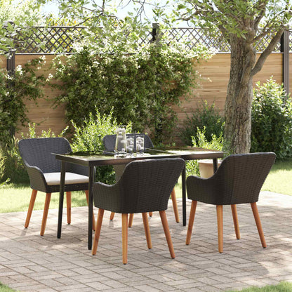 vidaXL Garten Essgruppe mit Kissen 5 pcs Schwarz Poly-Rattan