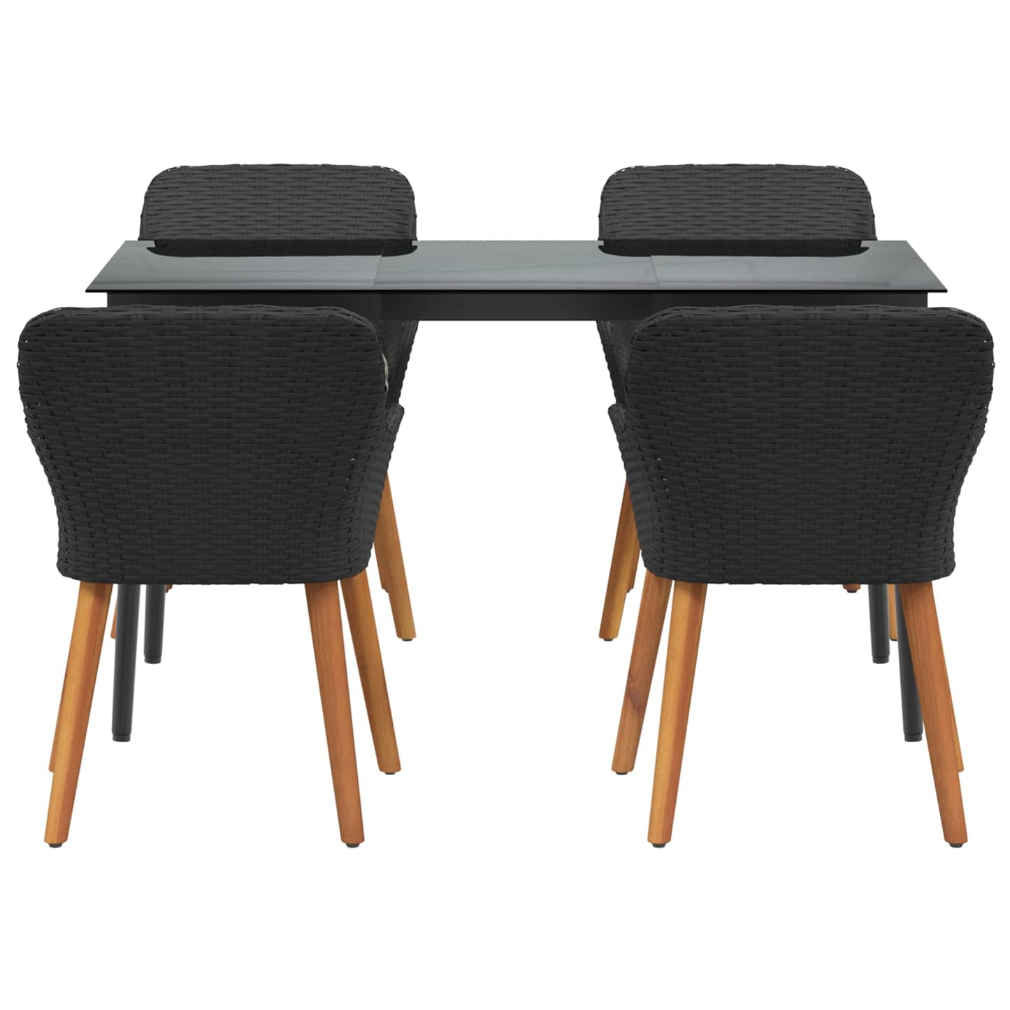 vidaXL Garten Essgruppe mit Kissen 5 pcs Schwarz Poly-Rattan