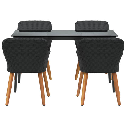 vidaXL Garten Essgruppe mit Kissen 5 pcs Schwarz Poly-Rattan
