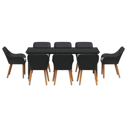 Garten Essgruppe mit Kissen 9 pcs Schwarz Poly-Rattan