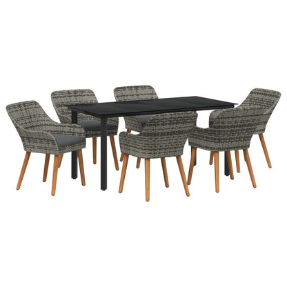 Garten Essgruppe mit Kissen 7 pcs Grau Poly-Rattan