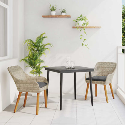 vidaXL Garten Essgruppe mit Kissen 3 pcs Hellgrau Poly-Rattan