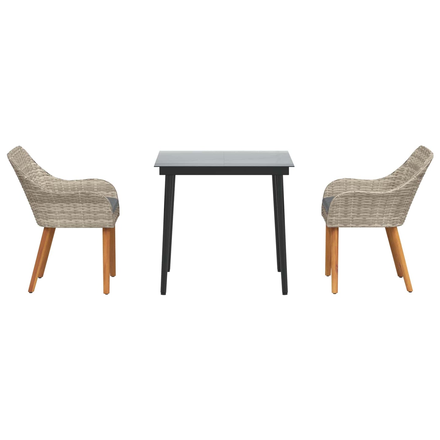 vidaXL Garten Essgruppe mit Kissen 3 pcs Hellgrau Poly-Rattan
