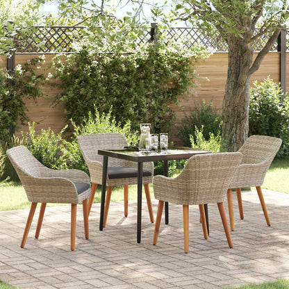vidaXL Ensemble repas de jardin 5 pcs avec coussins gris clair en résine tressée