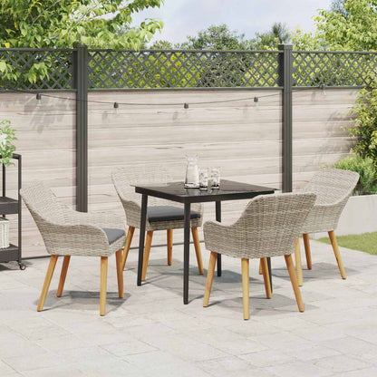 vidaXL Ensemble repas de jardin 5 pcs avec coussins gris clair en résine tressée
