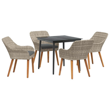 vidaXL Ensemble repas de jardin 5 pcs avec coussins gris clair en résine tressée