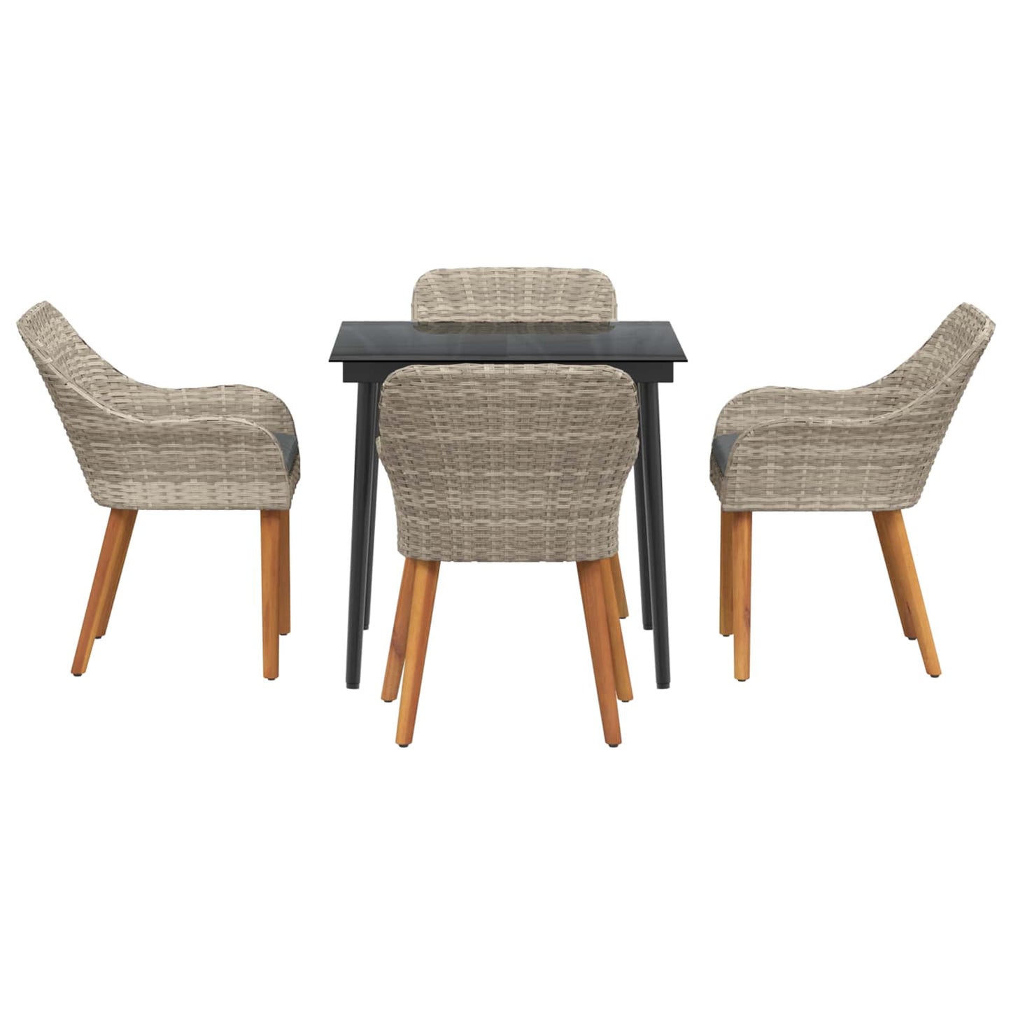 vidaXL Ensemble repas de jardin 5 pcs avec coussins gris clair en résine tressée