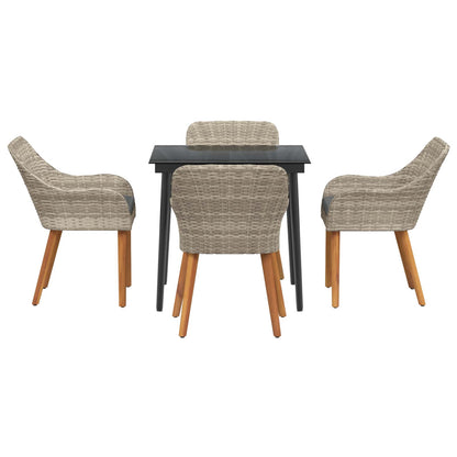 vidaXL Ensemble repas de jardin 5 pcs avec coussins gris clair en résine tressée