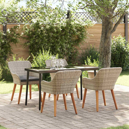 vidaXL Ensemble repas de jardin 5 pcs avec coussins gris clair en résine tressée
