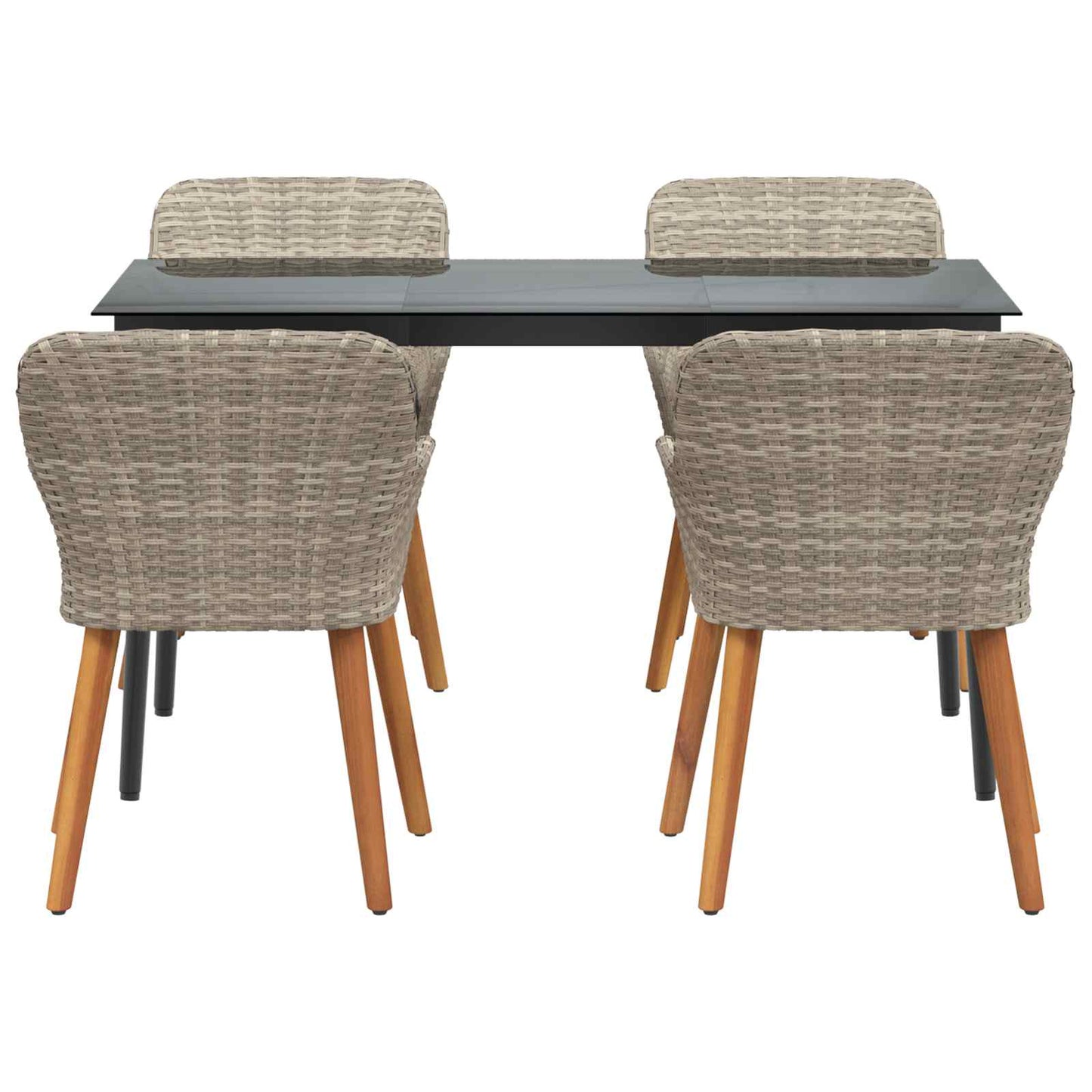 vidaXL Ensemble repas de jardin 5 pcs avec coussins gris clair en résine tressée