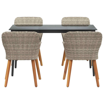 vidaXL Ensemble repas de jardin 5 pcs avec coussins gris clair en résine tressée