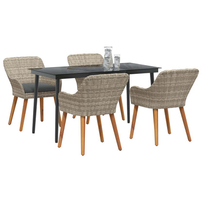 vidaXL Ensemble repas de jardin 5 pcs avec coussins gris clair en résine tressée