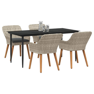vidaXL Ensemble repas de jardin 5 pcs avec coussins gris clair en résine tressée