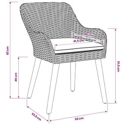 vidaXL Garten Essgruppe mit Kissen 7 pcs Hellgrau Poly-Rattan