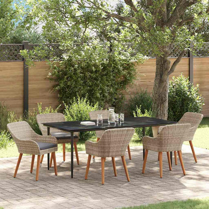 vidaXL Ensemble de salle à manger de jardin avec coussins 7 pcs Gris clair Résine tressée