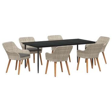 vidaXL Ensemble de salle à manger de jardin avec coussins 7 pcs Gris clair Résine tressée