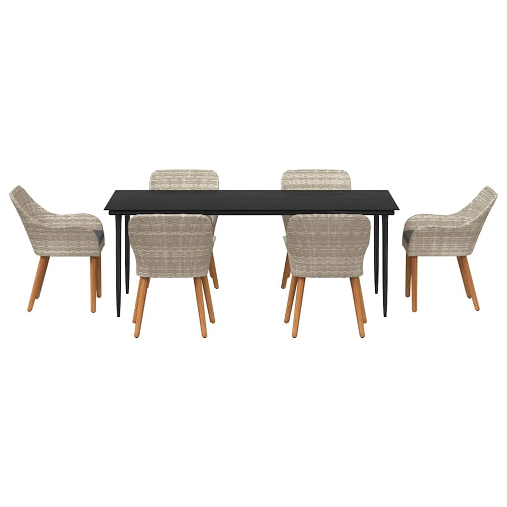 vidaXL Ensemble de salle à manger de jardin avec coussins 7 pcs Gris clair Résine tressée