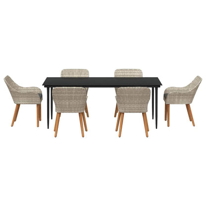 vidaXL Ensemble de salle à manger de jardin avec coussins 7 pcs Gris clair Résine tressée