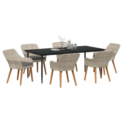 vidaXL Ensemble de salle à manger de jardin avec coussins 7 pcs Gris clair Résine tressée