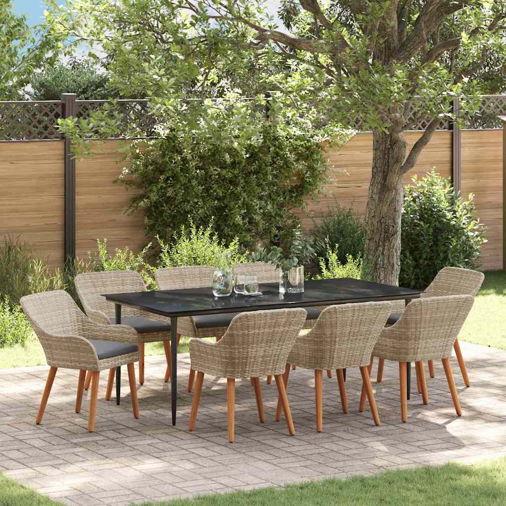 vidaXL Salon de jardin avec coussins 9 pcs Gris clair Résine tressée