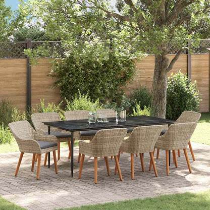 vidaXL Salon de jardin avec coussins 9 pcs Gris clair Résine tressée