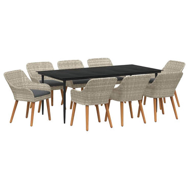 vidaXL Salon de jardin avec coussins 9 pcs Gris clair Résine tressée