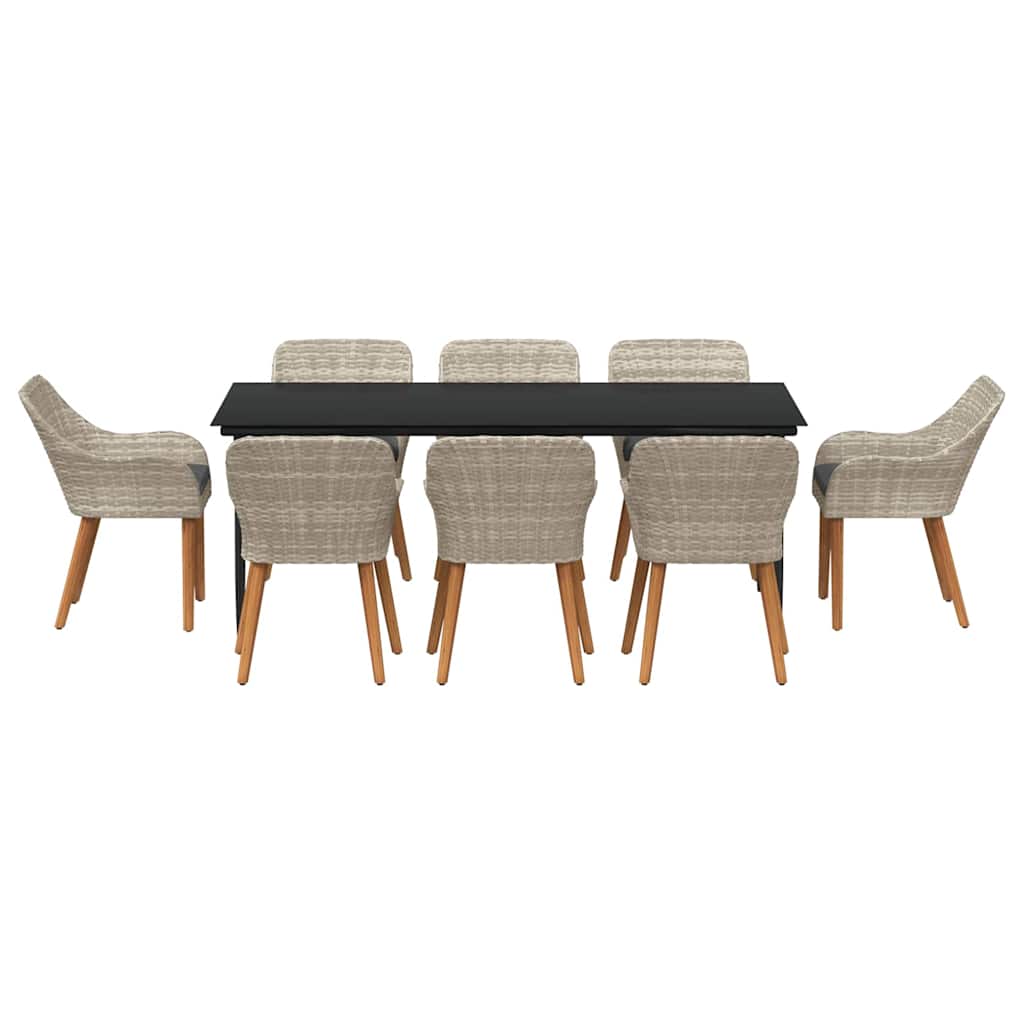 vidaXL Salon de jardin avec coussins 9 pcs Gris clair Résine tressée