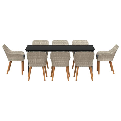 vidaXL Salon de jardin avec coussins 9 pcs Gris clair Résine tressée