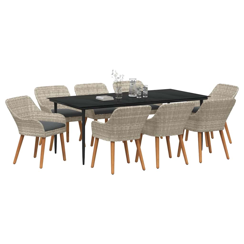 vidaXL Salon de jardin avec coussins 9 pcs Gris clair Résine tressée