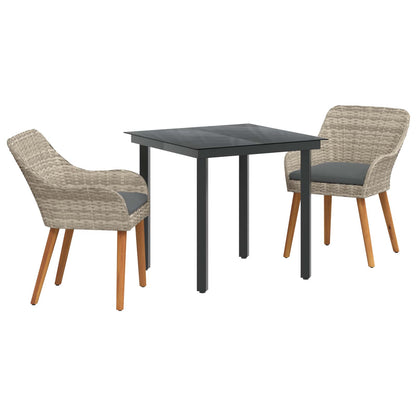 vidaXL Salon de jardin avec coussins 3 pcs Gris clair résine tressée