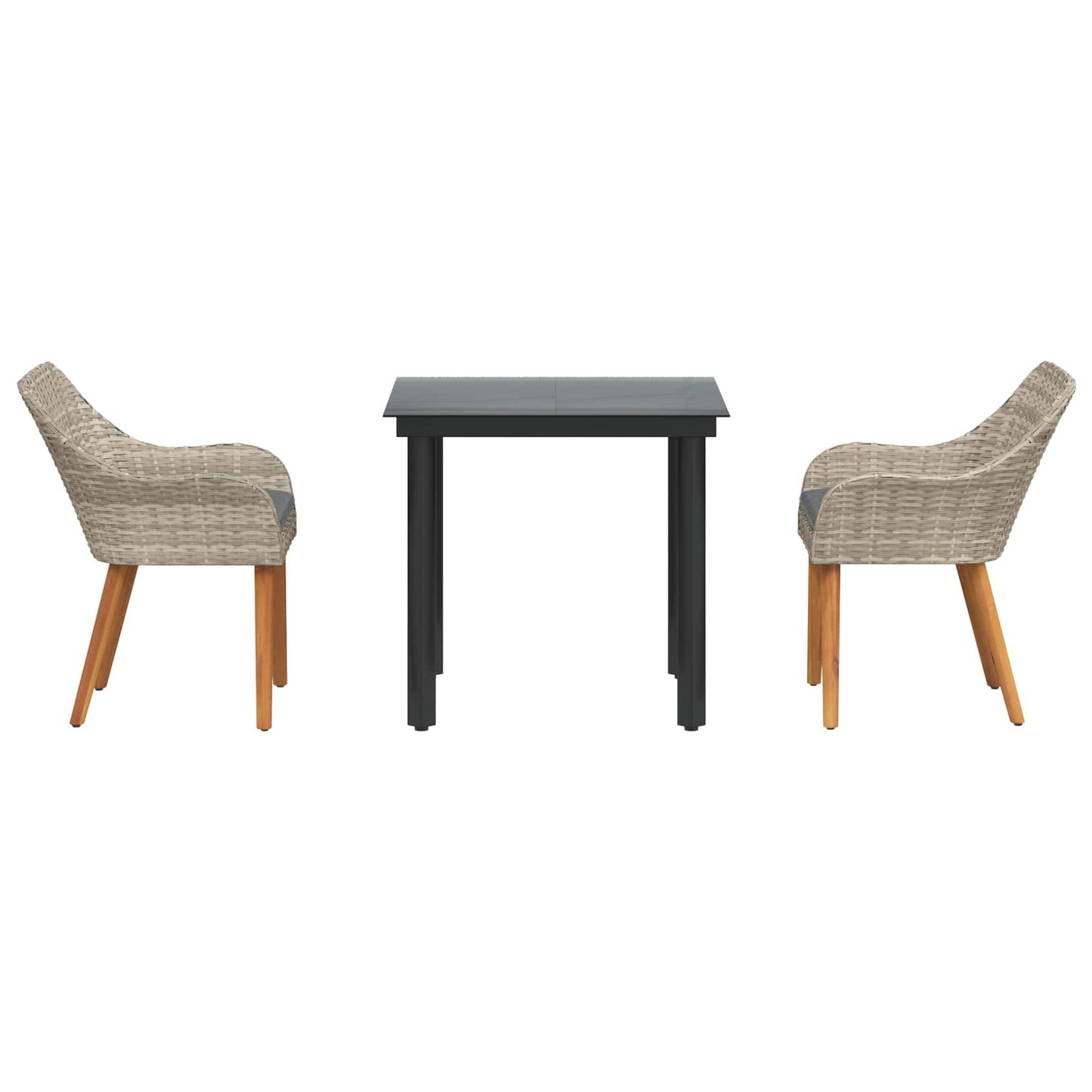 vidaXL Salon de jardin avec coussins 3 pcs Gris clair résine tressée