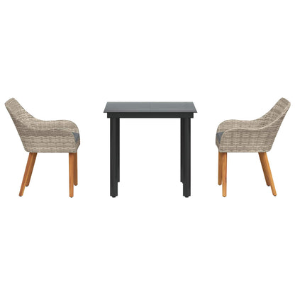 vidaXL Salon de jardin avec coussins 3 pcs Gris clair résine tressée