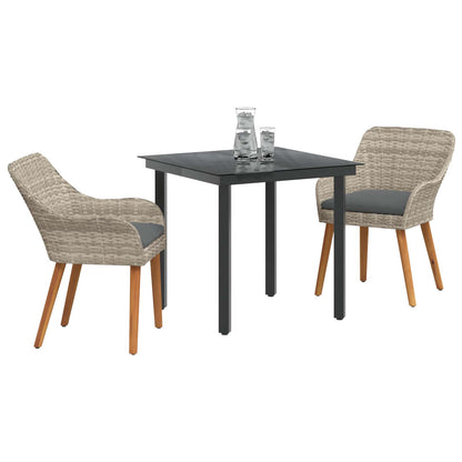vidaXL Salon de jardin avec coussins 3 pcs Gris clair résine tressée
