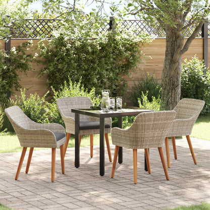 vidaXL Ensemble repas de jardin 5 pcs avec coussins gris clair en résine tressée
