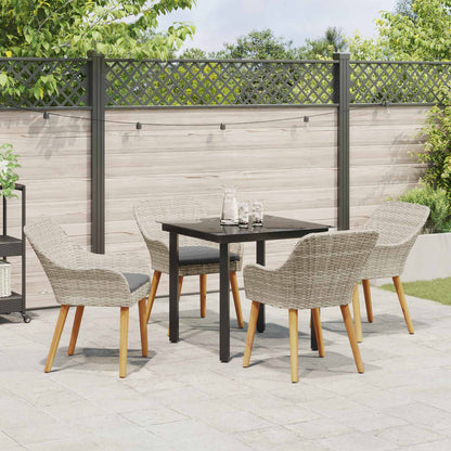 vidaXL Ensemble repas de jardin 5 pcs avec coussins gris clair en résine tressée
