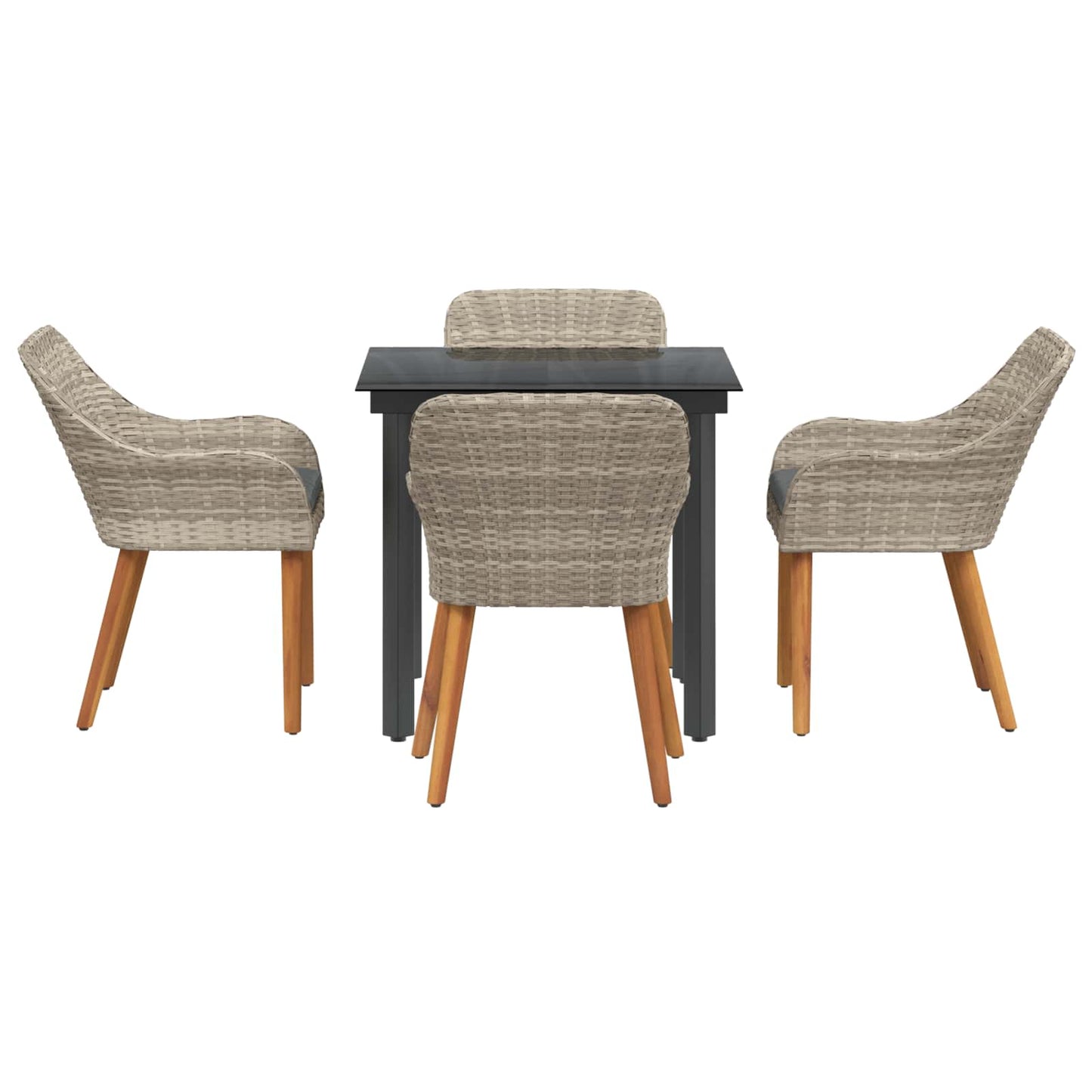 vidaXL Ensemble repas de jardin 5 pcs avec coussins gris clair en résine tressée