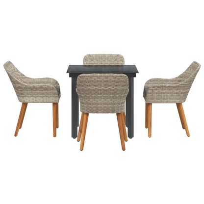 vidaXL Ensemble repas de jardin 5 pcs avec coussins gris clair en résine tressée