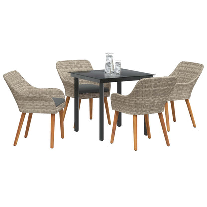 vidaXL Ensemble repas de jardin 5 pcs avec coussins gris clair en résine tressée