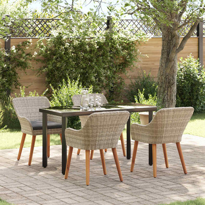 vidaXL Ensemble repas de jardin 5 pcs avec coussins gris clair en résine tressée