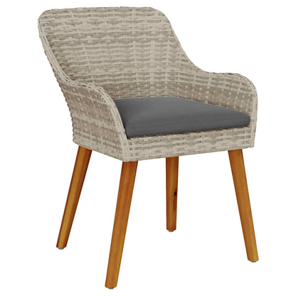 vidaXL Ensemble repas de jardin 5 pcs avec coussins gris clair en résine tressée