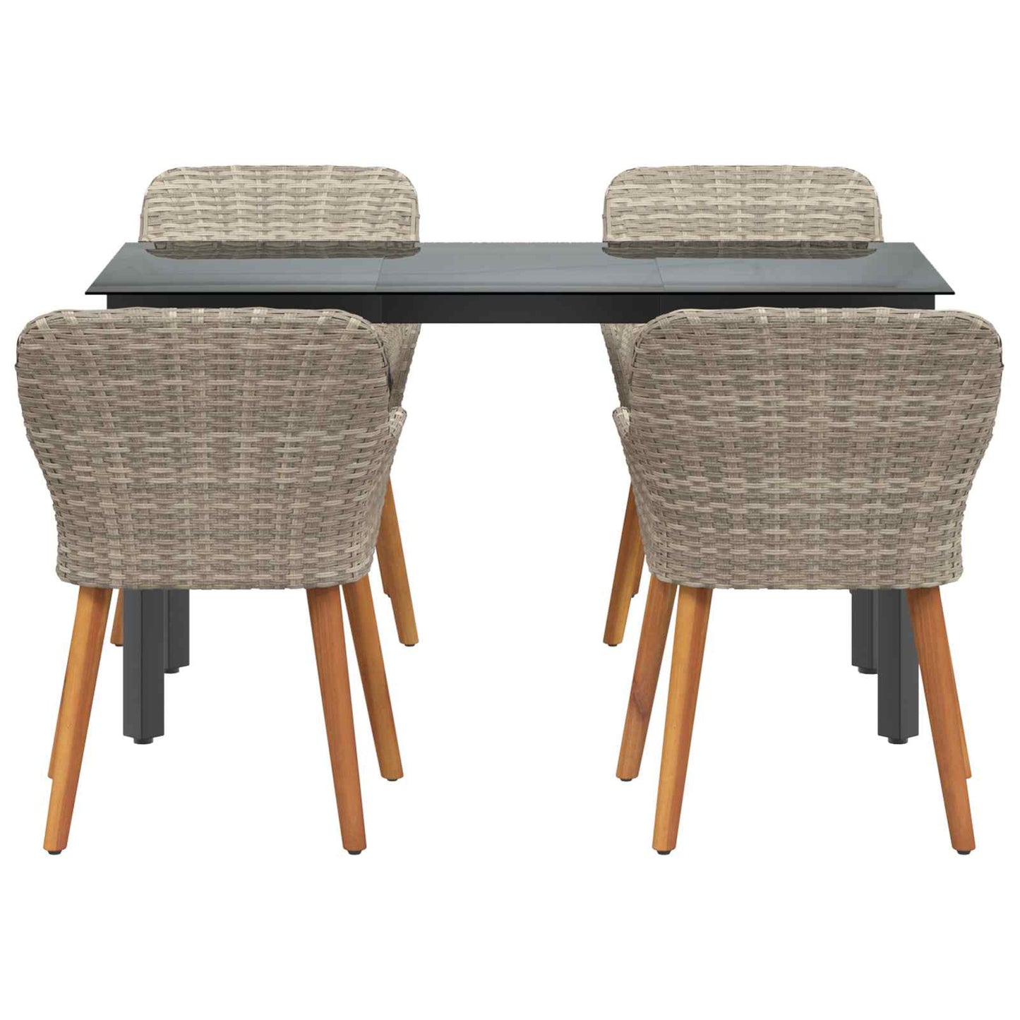 vidaXL Ensemble repas de jardin 5 pcs avec coussins gris clair en résine tressée