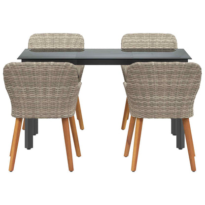 vidaXL Ensemble repas de jardin 5 pcs avec coussins gris clair en résine tressée