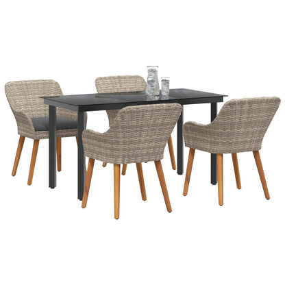 vidaXL Ensemble repas de jardin 5 pcs avec coussins gris clair en résine tressée
