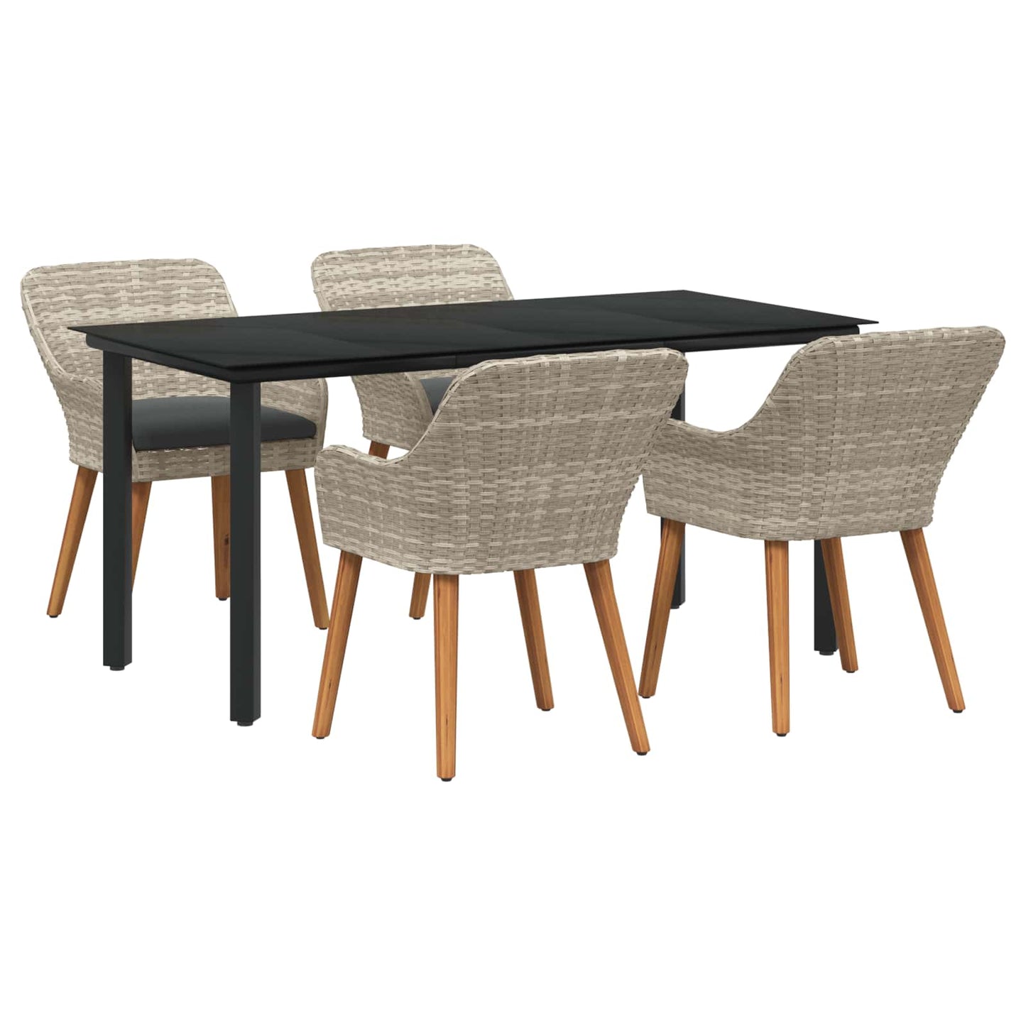 vidaXL Ensemble repas de jardin 5 pcs avec coussins gris clair en résine tressée