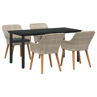 vidaXL Ensemble repas de jardin 5 pcs avec coussins gris clair en résine tressée