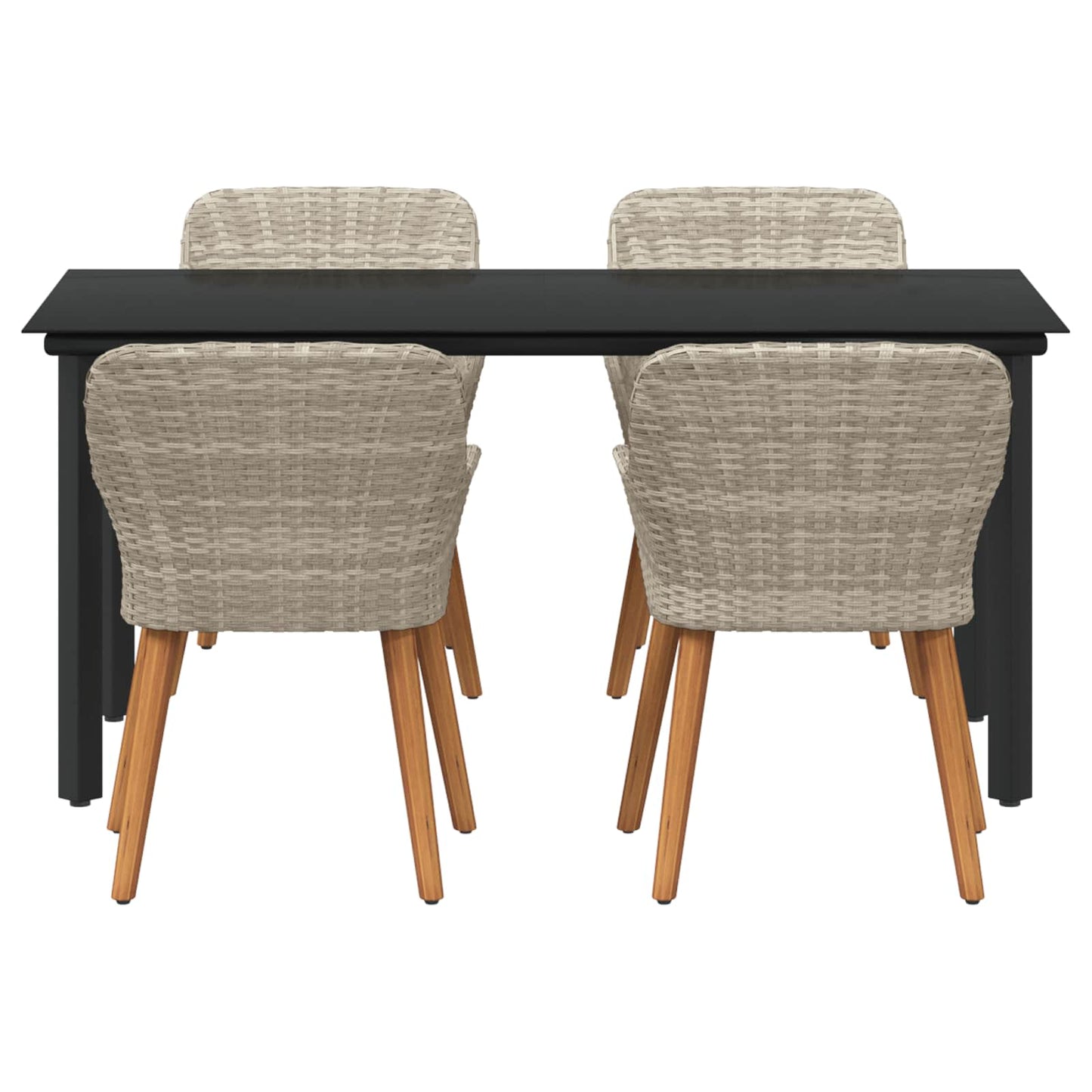 vidaXL Ensemble repas de jardin 5 pcs avec coussins gris clair en résine tressée