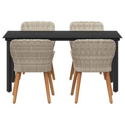 vidaXL Ensemble repas de jardin 5 pcs avec coussins gris clair en résine tressée