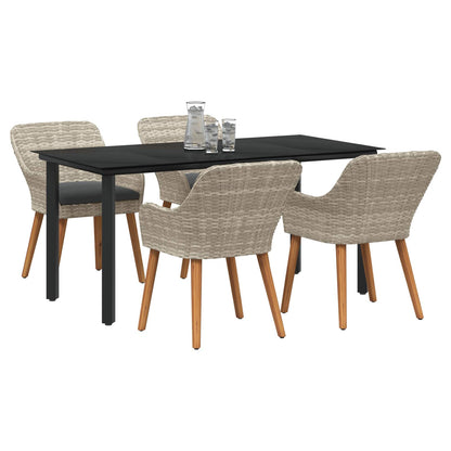 vidaXL Ensemble repas de jardin 5 pcs avec coussins gris clair en résine tressée
