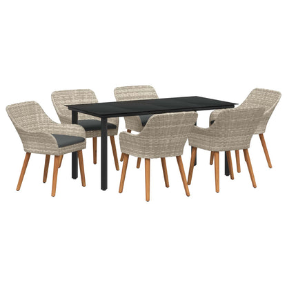 vidaXL Ensemble de salle à manger de jardin avec coussins 7 pcs Gris clair Résine tressée